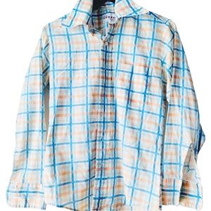 1950s 50s 60s TRUE Vintage New Breed CAMPUS SANFORIZED Plaid Loop Collar Shirt S
